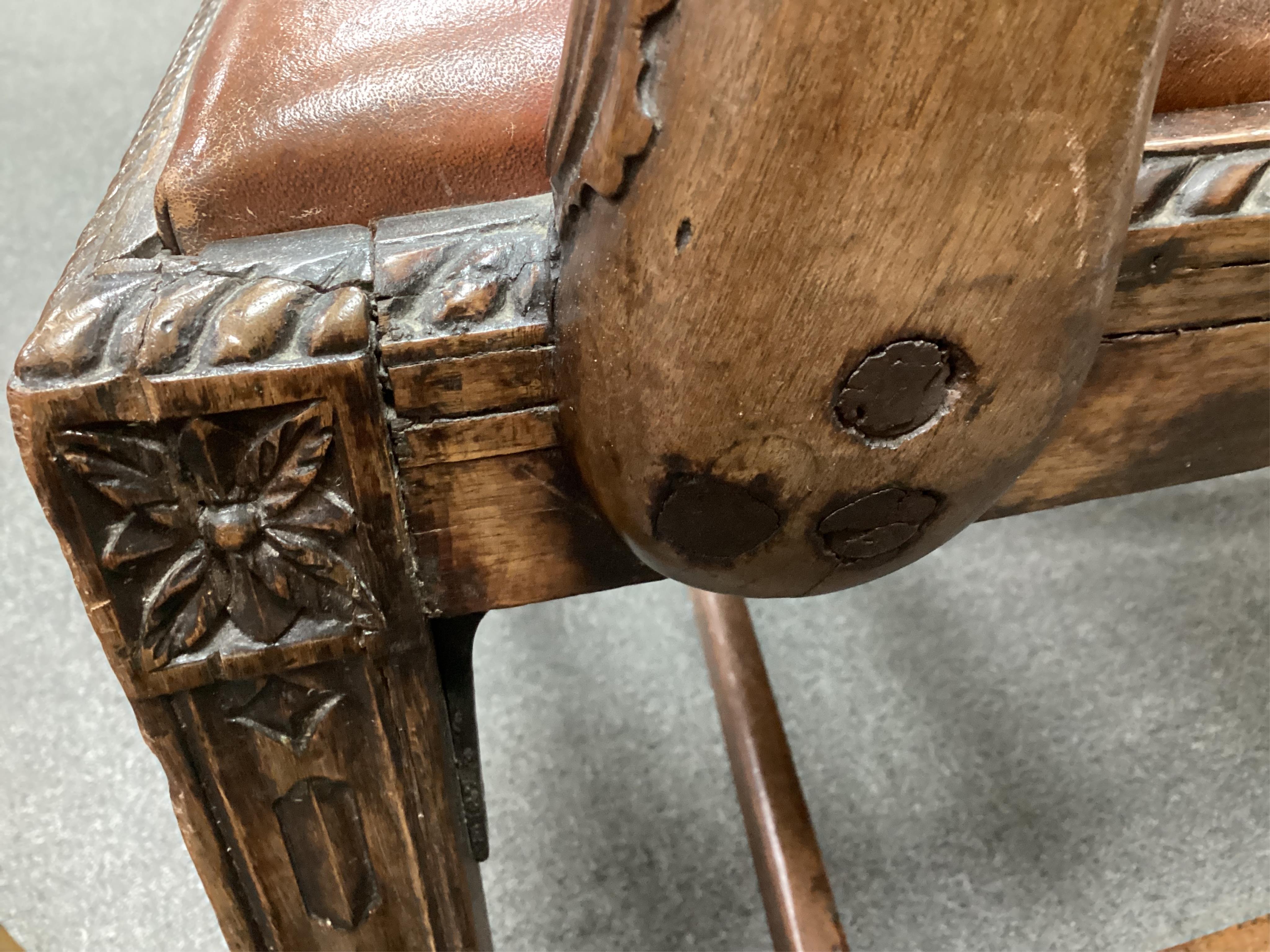 A George III Chippendale design mahogany elbow chair, width 65cm, depth 51cm, height 95cm